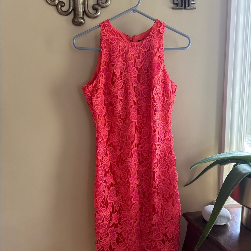 Elegant Pink Floral Lace Dress